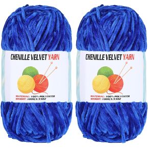 2 * 100g Velvet Chenille Chunky Yarn, Handcrafts Weaving Soft Chenille Yarn for Crocheting Clearance, Used for Making Baby Yarn Blanket, Clothes, Knitting Creations (Coffee Brown)