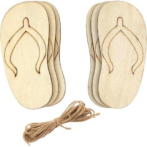 30 Pack 4 Inch Wood Flip Flop Slipper Crafts Unfinished Wood Flip Flop Slipper Cutouts Wooden Flip Flop Slipper Hanging Ornaments DIY Flip Flop Slipper Craft for Home Party Decoration Craft Project