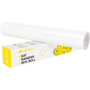 Black HTV Heat Transfer Vinyl - Eizycut 12" x 15FT Easy to Cut & Weed White Iron on Vinyl Roll for T Shirts, Fabrics & DIY Projects, Durable HTV for All Cutting Machines (Black, 12" × 15FT)