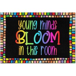 KXO Young Minds Bloom in This Room Classroom Welcome Mat, Classroom Door Mat, Classroom Decor, Teacher Gift,Back to School Doormat 31"x20"