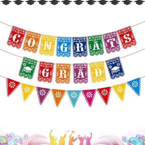 Mexican Graduation Decorations Class of 2025 Congrats Grad Burlap Banner Fiesta Party Supplies
