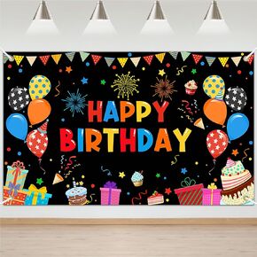 Avezano Colorful Happy Birthday Banner Rainbow Happy Birthday Backdrop Happy Birthday Party Indoor Outdoor Decorations Supplies for Boys Kids Girls 70.8 x 43.3 Inch