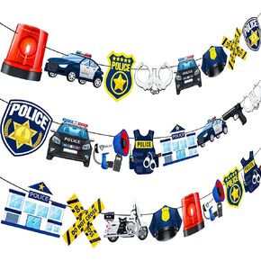 Police Banners 3Pcs Police Birthday Party Banners Cops Party Cutout Banner Police Retirement Hanging Decorations for Policeman Theme Baby Shower Supplies