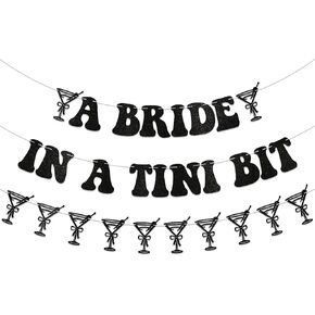 Espresso Martini Bachelorette Party Decorations - A Bride in A Tini Bit Banner, Espresso Martini Bride to Be Decor, Espresso Martini Garland Black Glitter