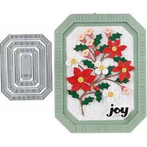DDeehs Christmas Rectangle Frame Metal Die Cuts, Spring Sunflower Frame Leaf Cutting Dies, Stencils for DIY Scrapbooking Album Decorative Embossing Paper Dies, Card Making