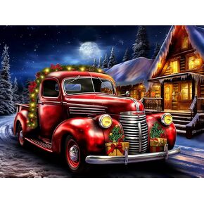 IJBNHD Christmas Truck Truck Diamond Painting Kit للبالغين Christmas Tree Tree Paint