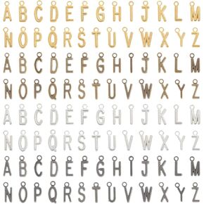 104 PCS Letter Charms, 4 Set A-Z Bracelets Necklaces Metal Letters Alloy Spacer Beads Alphabet Charms for Jewelry Making DIY Craft
