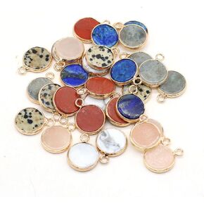 QSLLER Natural Stone Pendants,Irregular Amethyst Tiger Eyes Stone Pendant Charms（14x18mm） for DIY Jewelry Making Necklace Bracelet（8pcs Random Colors）