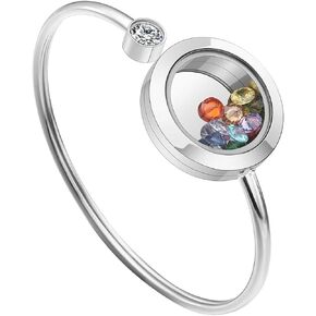 PiercingJ Stainless Steel Zircon Birthstone Bracelets Memory Floating Charm Glass Locket Bracelet Bangle for Women DIY Jewelry Making, Free 12pcs Birthstone