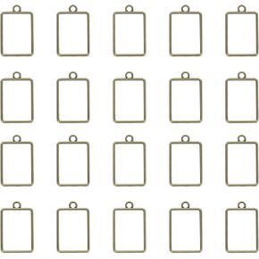 uxcell 25 قطعة من المعلقات ذات الحافة المفتوحة من سبيكة، مستطيلة الشكل مجوفة بإطار هندسي مفتوح من الخلف قلادة لصنع مجوهرات الراتنج أقراط وقلادة وسوار DIY، لون ذهبي