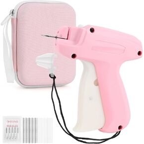 Stitchy Gun for Clothing, Mini Sewing Micro Stitch Tagging Gun for Clothes, Stitch Gun Quick Clothing Fixer with 6 Needles, 1000 Black & 1000 White Micro Fasteners & 1 Hard Carrying Case （Pink）