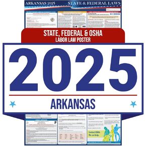 2025 Arkansas State and Federal Labor Law Poster - OSHA Workplace Compliant - Mandatory Regulations Posting for Employees - All in One Required Compliance Posting 16" x 40" - Laminated (English)