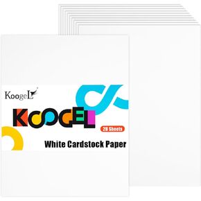 Koogel 28 Sheets White Cardstock Paper, 8"x10" Craft Paper Heavyweight Card Stock, 250GSM
