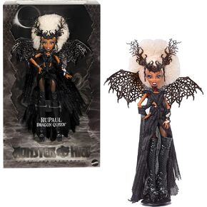 Monster High RuPaul Doll, Dragon Queen Collectible with Glimmering Black Gown, Knee-High Boots, Wings and Premium Packaging