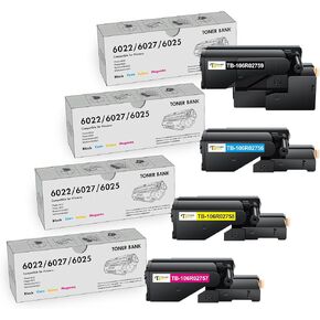 6022 6027 Toner Cartridge Compatible Replacement for Xerox Phaser 6022 6020 for WorkCentre 6027 6025 Printer (106R02756 Cyan, 106R02757 Magenta, 106R02758 Yellow, 106R02759 Black)