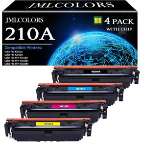 210A Toner Cartridges (with Chip) Compatible Replacement for HP 210A Toner Cartridges 4 Pack (W2100A W2101A W2102A W2103A) 210X Works with MFP Pro 4301fdw Toner 4301fdn 4201dn 4201dw Printer