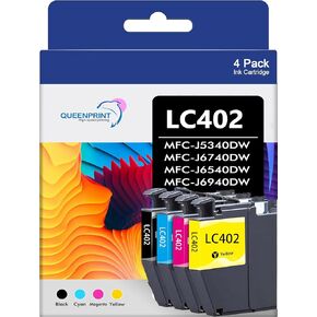 LC402XL Ink Cartridge Compatible for Brother LC402 LC402XL High Yield LC402 XL Ink Cartridges for Brother Printer MFC-J5340DW MFC-J6740DW MFC-J6540DW(4 Pack，1 Black, 1 Cyan, 1 Magenta, 1 Yellow)