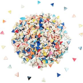 1.1LB Equilateral Triangle Ceramic Mosaic Tiles,800PCS Iridescent Mosaic Tile Pieces for Mosaic Craft Supplies,DIY Mosaic Handmade Home and Outdoor Decor (Rainbow Mix Color)