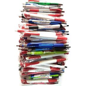 Wholesale Lot of 100 Misprint Ink Pens Ball Point Plastic Retractable Pens Mixed