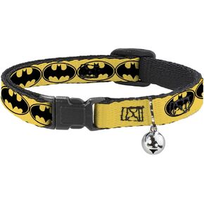 Cat Collar Breakaway Bat Signal 3 Yellow Black Yellow 8 to 12 Inches 0.5 Inch Wide