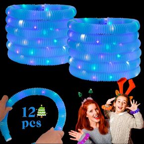 Orange 12 Pack Light Up Party Favors Supplies,Bulk Glow Sticks Bracelet,Necklace Accessories for Kids,Birthday Return Gifts Treats,Easter Basket Goodie Bag Stuffer Fillers for Boys Girls