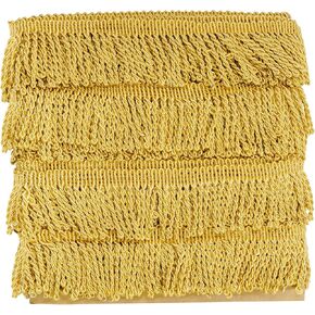 12 Yards Fringe Trim Curtain Fringes 2.5 Inch Wide Fabric Trims Tassel for Sewing Clothing DIY Crafts Home Decor (Gold)