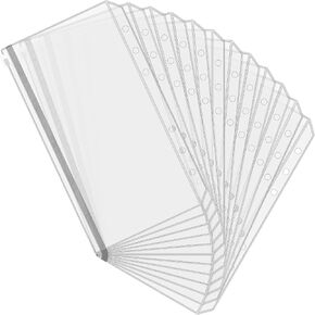 Bvya 12pcs A5 Binder Mobicets 6 ثقوب مظاريف نقدية للميزنة ، PVC PVC Clear Clear Clear Bolders Frose Leaf Facs