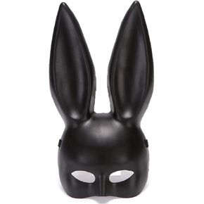 Halloween Rabbit Ears Mask Halloween Bunny Half Mask Masquerade Women Rabbit Mask Masquerade Women Costume Cosplay Party Costume(Black)