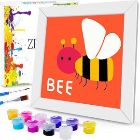 ZRIZQ Paint by Numbers for Adults Beginner Kids Ages 6-8-12 with Wooden Frame,Easy Paint by Numbers for Gift Home Decoration 8x8 Inch(Flowers 1)