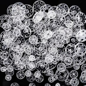 36 Set Sew-on Snap Buttons, 7mm 10mm 15mm Plastic Snaps Fasteners, Invisible Clear Press Buttons for Shirt Skirt Jeans Coat Jacket Windbreaker Hats Shoes Bag