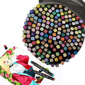Alcohol Markers Set, 168 Colors Dual Tip Art Markers for Kids Adult Sketch Drawing Coloring, Alcohol Brush Tip for Book Painting Card