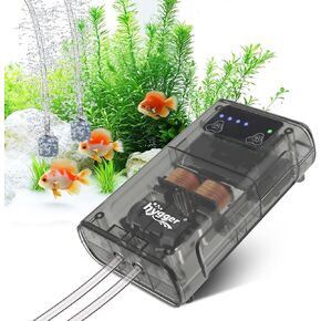 hygger Portable Aquarium Air Pump, USB Rechargeable Lithium Battery Powered, Two 0xygen Supply Modes Fish Tank Bubbler Aerator for Outdoor Fishing, Power Outage, Emergency