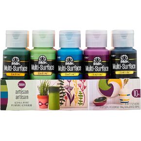 FolkArt, Artisan, Multi-Surface Acrylic Craft Paint Set, 10 Piece, Satin Finish Colors, Perfect for DIY Arts and Crafts Projects