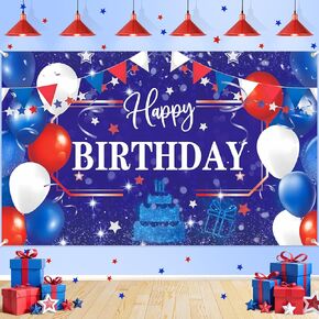 Red White and Blue Birthday Decorations Banner Royal Blue Red White Patriotic Party Supplies for 4th of July Independence Day Hero Captain Baseball Birthday Baby Shower Party Decorations