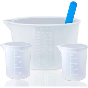Silicone Measuring Cups, Demorex Silicone Reusable Mixing Pouring Measure Cups, Melt Stir Squeeze & Pour Measuring Cups for Epoxy Resin Casting Moulds Cups 2Pack 500ml(16oz)/250ml(8oz)
