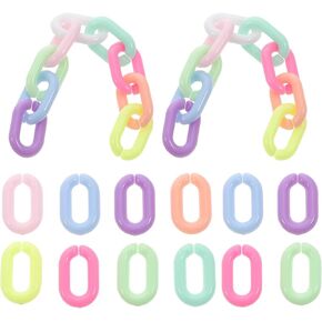 200pcs Acrylic Chain Links Color Linking Rings Connectors Linking Chain for DIY Jewelry Opening Crafts