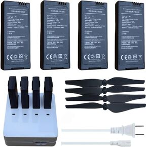 4X Tello Batteries & AC Charger & 4X Propeller for DJI Tello Drone RC Quadcopter