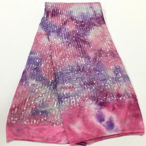 African Lace Fabric 5 Yards of Sequin Fabric Mesh Fabric Suitable for Wedding/Party/Everyday Sewing (Blue)