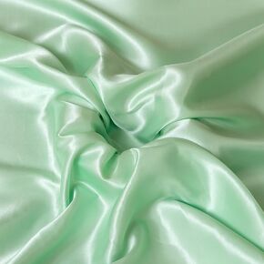 Satin Fabric by The Yard ，60 Inch Wide ，Soft Charmeuse Silk Satin Fabrics for Sewing,Wedding Dress,DIY Craftings, Costumes,Draping,Table Runner,Cloth Napkins (Mint Green, 1yard)