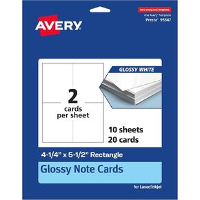 Avery Printable Rectangle Note Cards, 4.25" x 5.5", Glossy White Cardstock, Laser/Inkjet, 100 Total, Great for Thank You Cards, Event Invitations, and More