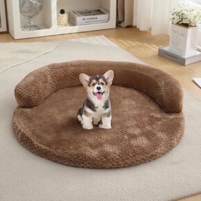 huraty Orthopedic Dog Bed for Small Dogs, Bolster Dog Sofa Bed Washable Pet Bed, Supportive Foam Pet Bed with Nonskid Bottom, 23.6 x 4.7 x 1.5 Inch, Pink
