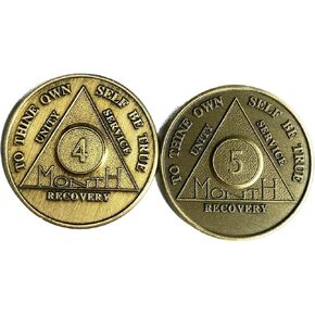 4 Month and 5 Month Bronze AA Medallion Sobriety Chip Set