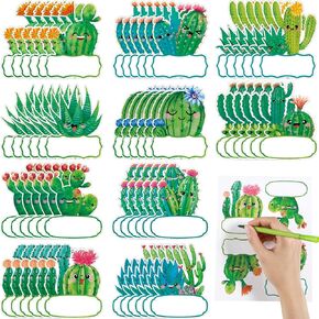 Cactus Name Tags Watercolor Cactus Cutouts 10 Styles Cactus Stickers Labels Bulletin Board Decor Nameplate for Classroom Bulletin Board Educational and Learning Activities for Kids (60 Pcs)
