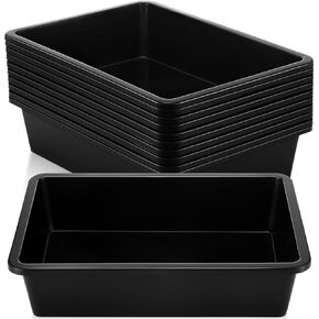 Hoteam 10 Pcs Flat Storage Tray Organizer Bin Letter Size Paper Trays for Classroom Art Activity Plastic Stackable File Organizer for School Office Teacher Book Organization(Multicolor)