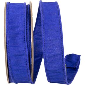 Reliant Ribbon Dupioni Sumptuous Wired Edge Ribbon, Cobalt Blue