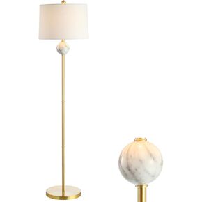 JONATHAN Y JYL1093A Vaughn 60" Modern Metal/Resin LED Floor Lamp Classic,Glam,Transitional for Bedrooms, Living Room, Office, Reading, BrassGold/White