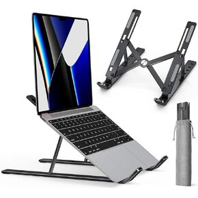 Adjustable Folding Laptop Stand for Desk – Portable & Lightweight PP+EVA Riser for Laptops, Tablets & Books (10-15.6 Inch) – 7 Height Levels, Sturdy & Ergonomic for Office, Home & Travel (Black)