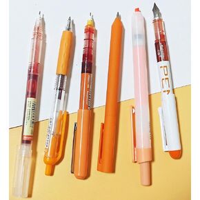 Pink and Black Ink Gel Pens Set with Journaling Highlighter, Fine Point 0.5mm Cute Colorful Gel Ink Pens for Office School, Note Taking, 5 Pink Ink, 1 Black Ink(Pink)