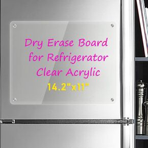 Kamehame Dry Erase Board for Refrigerator, Magnetic Dry Erase Board for Fridge, Clear Acrylic Note Board, 14.2"x11"