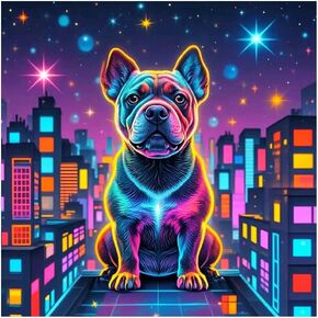 hill froeistung 5D Colorful Dog Diamond Art Painting Kits for Adults,Fantasy Diamond Art for Beginners, DIY Full Drill Starry Night Diamond Art Painting(12X12 inch)